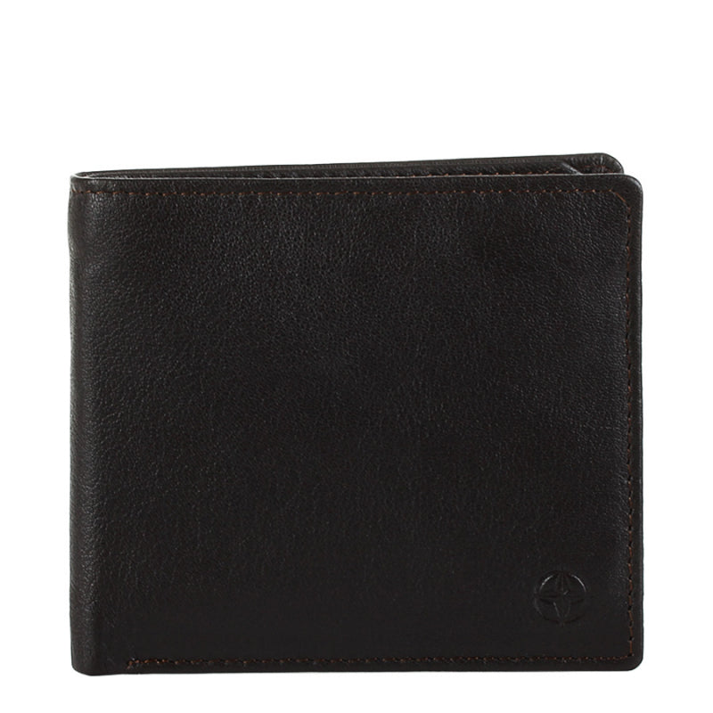 Tony Perotti Cortina 5047 dark brown calf leather bifold wallet with embossed compass emblem — handcrafted in Italy