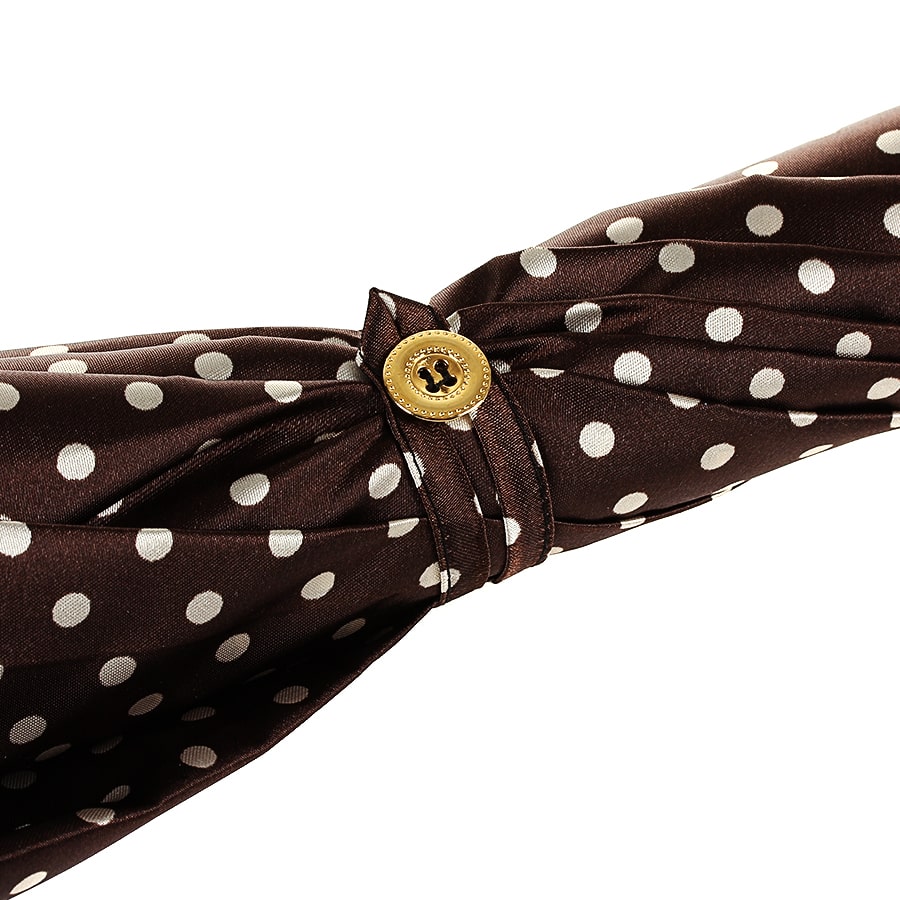 Brown Pasotti women's polka dot umbrella in closed state - img 2