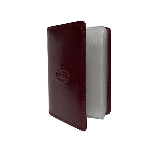 Open red leather business card holder — Tony Perotti Italico 1007 rosso