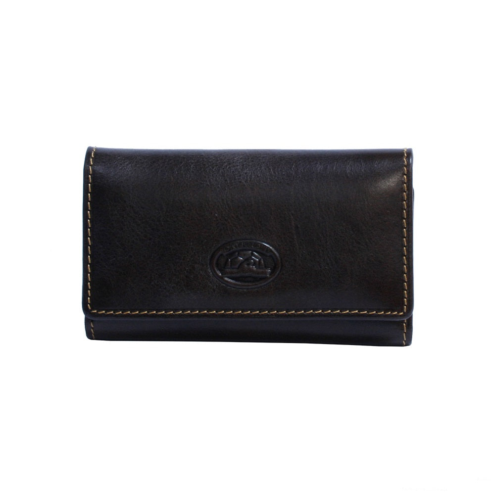 Dark brown leather key case closed, front view — Tony Perotti Italico 2533 moro