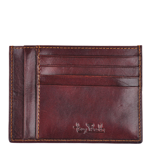 Dark brown leather card holder with card slots — Tony Perotti Italico 2171