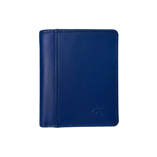 Tony Perotti New Rainbow 1034 bluette — the blue leather card holder closed, front face with the embossed Tony Perotti turtle