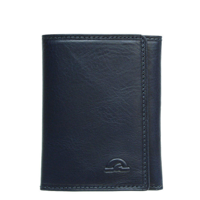 Tony Perotti Nevada 3811+RFID navy RFID compact wallet in navy leather with embossed turtle emblem