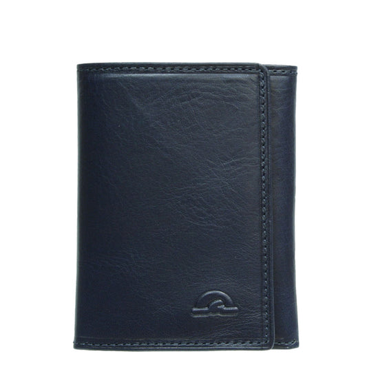 Tony Perotti Nevada 3811+RFID navy RFID compact wallet in navy leather with embossed turtle emblem