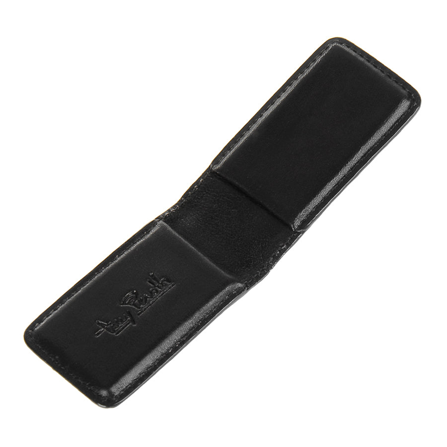 Tony Perotti black leather money clip, open