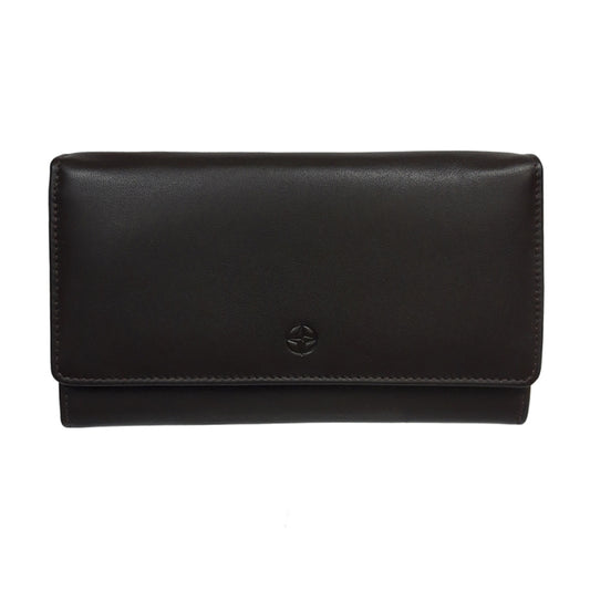 Tony Perotti Cortina 5008 moro dark brown leather flap wallet with embossed compass emblem — handcrafted in Italy