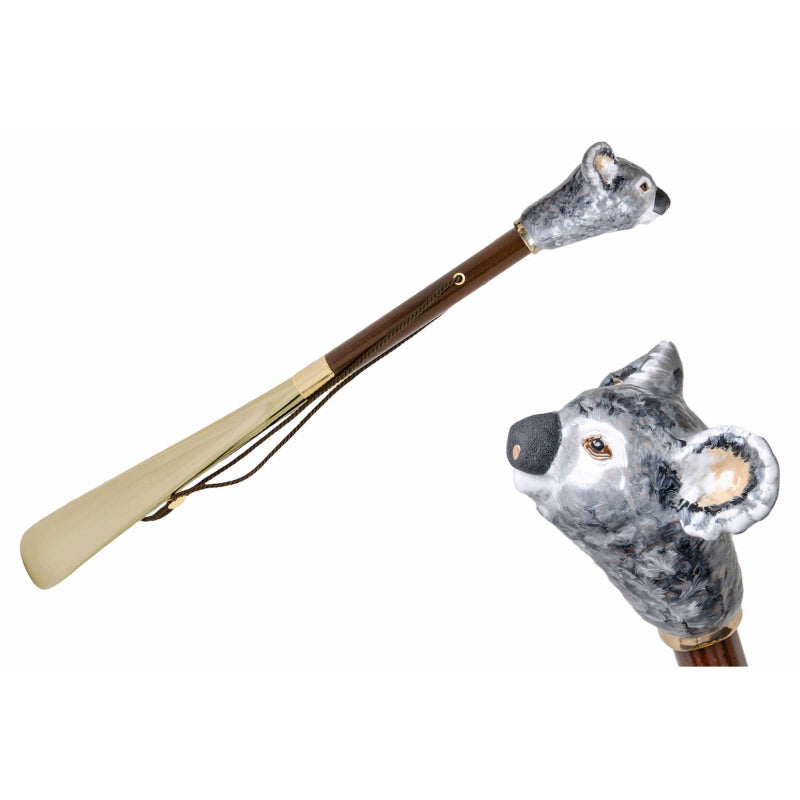 Pasotti koala head shoehorn, full view with a close-up of the koala head — CS K85