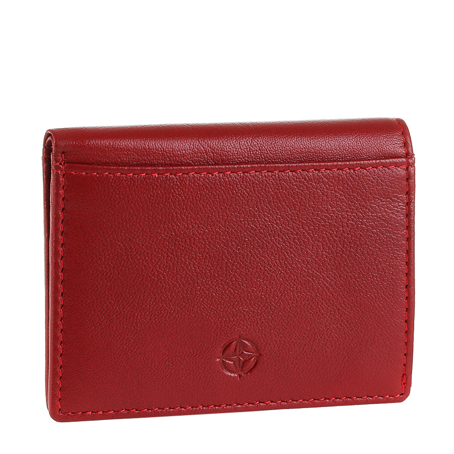 Tony Perotti Cortina 5045 rosso — three-quarter view showing the fold along the top edge and the compass rose