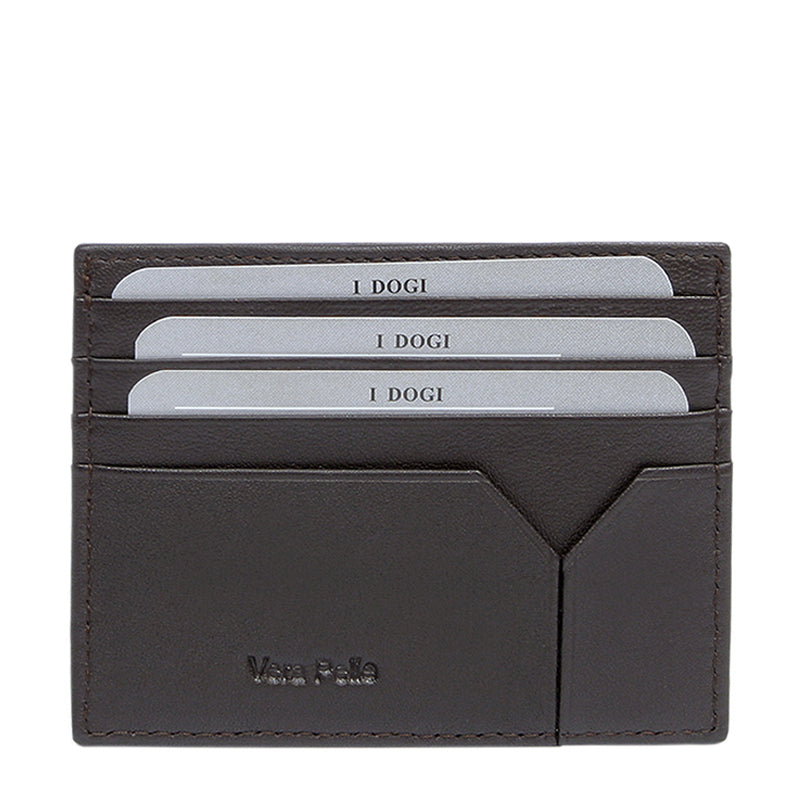 Tony Perotti Cortina 5043 moro — back face with three card slots, the seventh slot in the panel below and «Vera Pelle» embossed