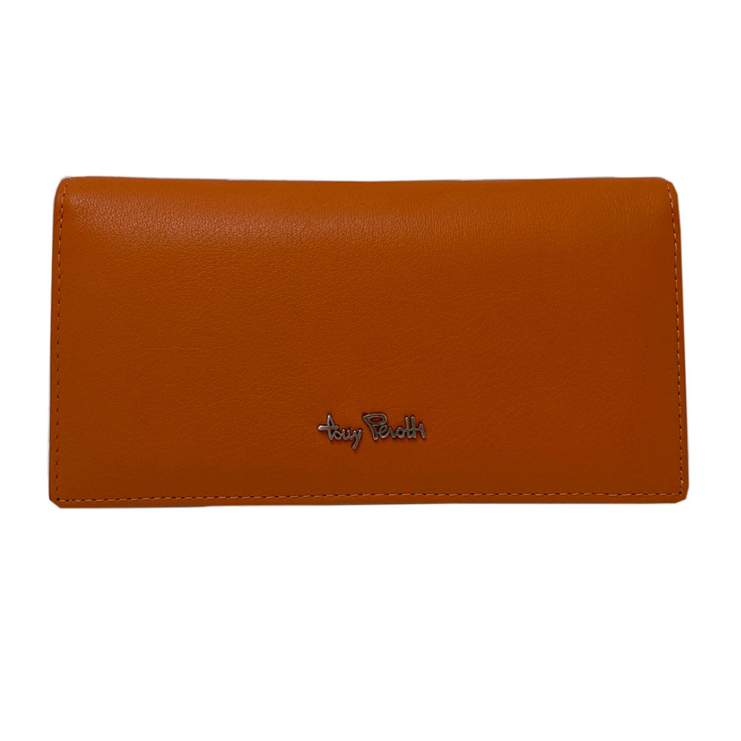 Tony Perotti Contatto 2770+rfid arancio women's orange RFID flap wallet — front view
