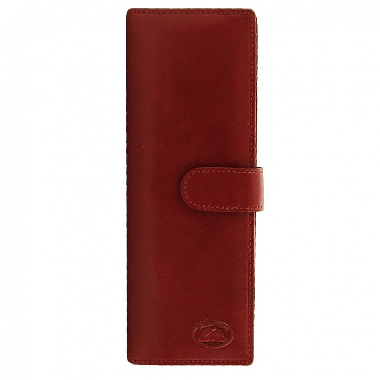 Tony Perotti red bull leather long business card holder with turtle emblem — Italico 2639 rosso