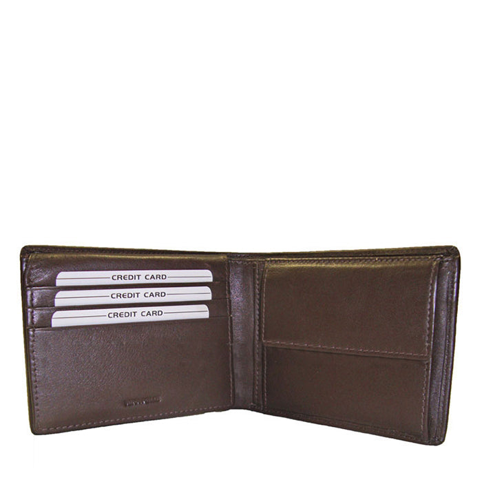 Tony Perotti Cortina 5057 moro opened — card slots and a slip pocket on the left, the snap coin pocket on the right