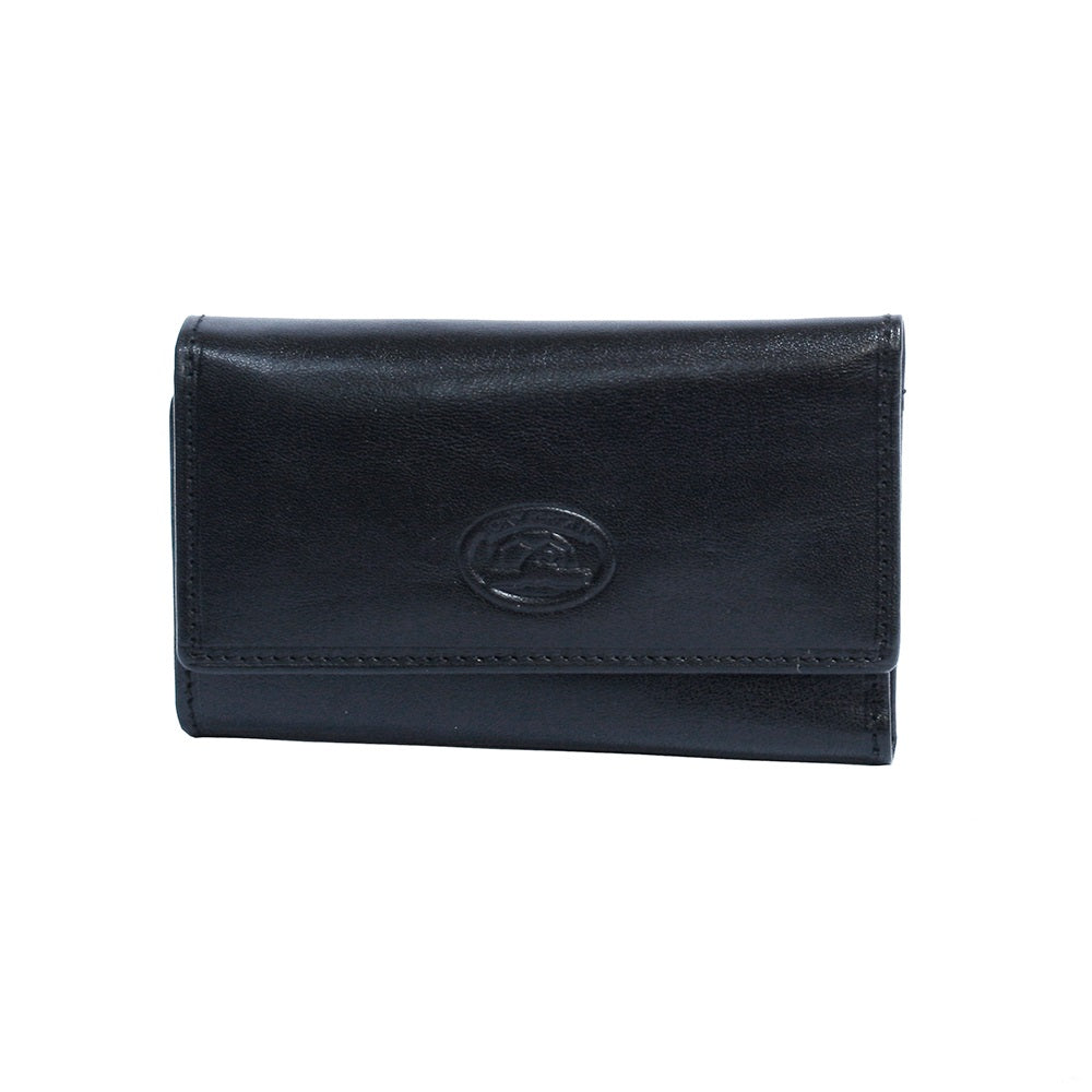 Black leather key case closed, front view — Tony Perotti Italico 2533 nero
