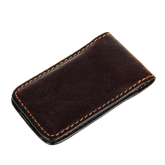 Dark brown leather magnetic money clip back view — Tony Perotti Italico 1201