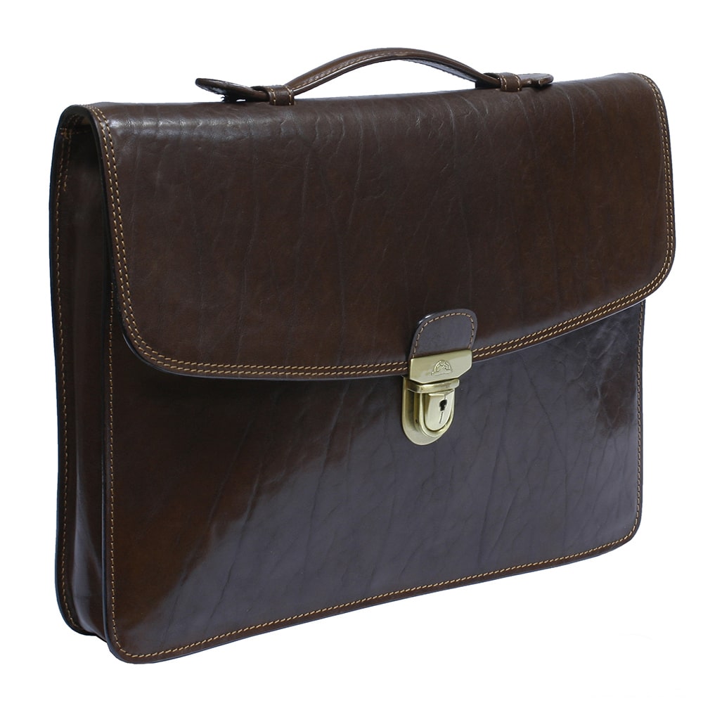 Briefcase men's leather brown Tony Perotti Italico 8091 moro