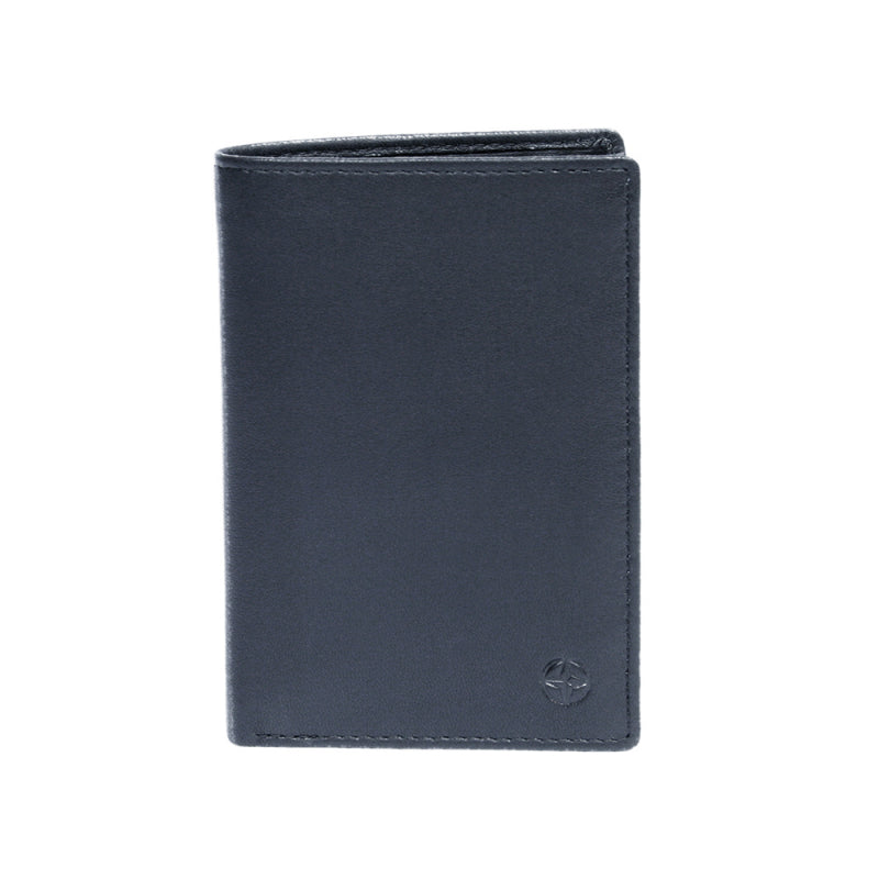 Navy leather document holder Tony Perotti Cortina 5015 navy — front with the blind-embossed Cortina compass rose and tonal stitching