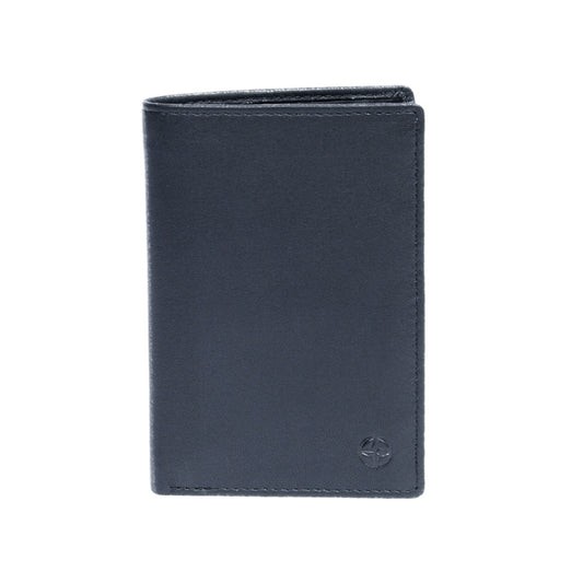 Navy leather document holder Tony Perotti Cortina 5015 navy — front with the blind-embossed Cortina compass rose and tonal stitching