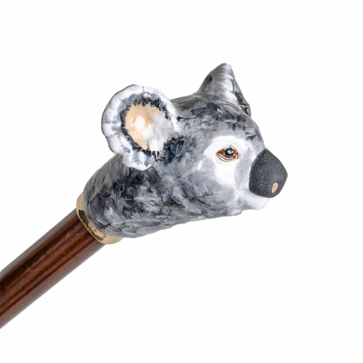 Koala head in three-quarter view above a gold-tone collar, handcrafted in Italy