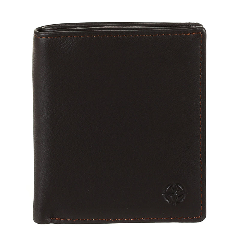 Tony Perotti dark brown calf leather slim bifold wallet — Cortina 5089 moro