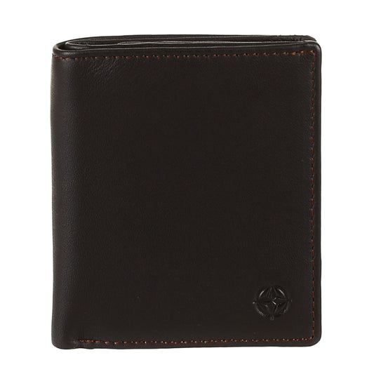 Tony Perotti dark brown calf leather slim bifold wallet — Cortina 5089 moro