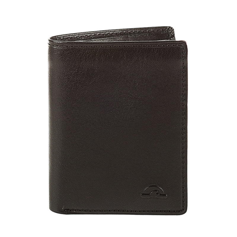 Tony Perotti Nevada 3549 nero vertical bifold wallet in black leather with embossed turtle emblem