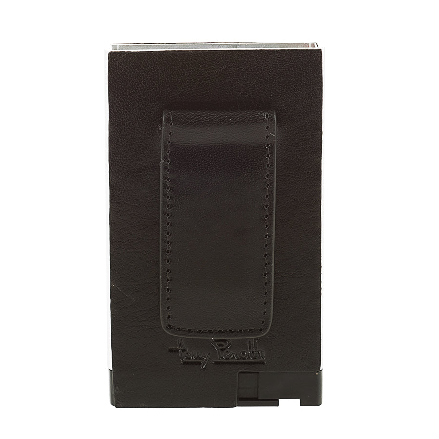 Tony Perotti Nevada 3778 nero — the back with the leather-covered magnetic money clip and the embossed Tony Perotti signature