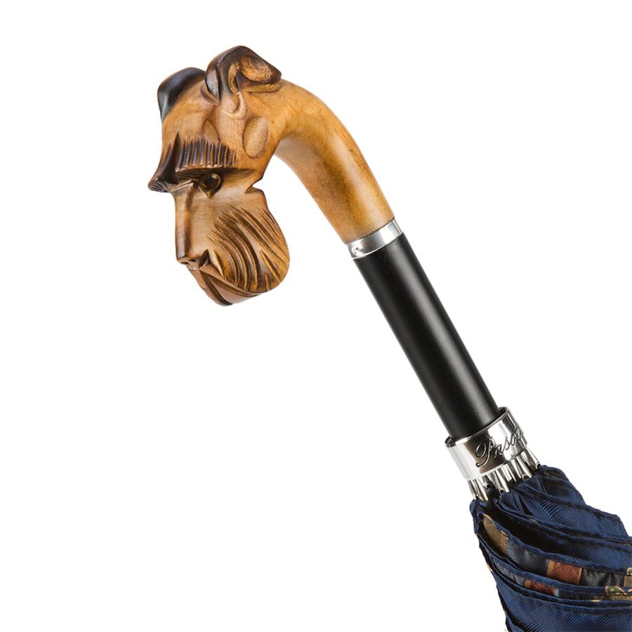 Schnauzer handle above the black grip section and silver-tone collar engraved Pasotti
