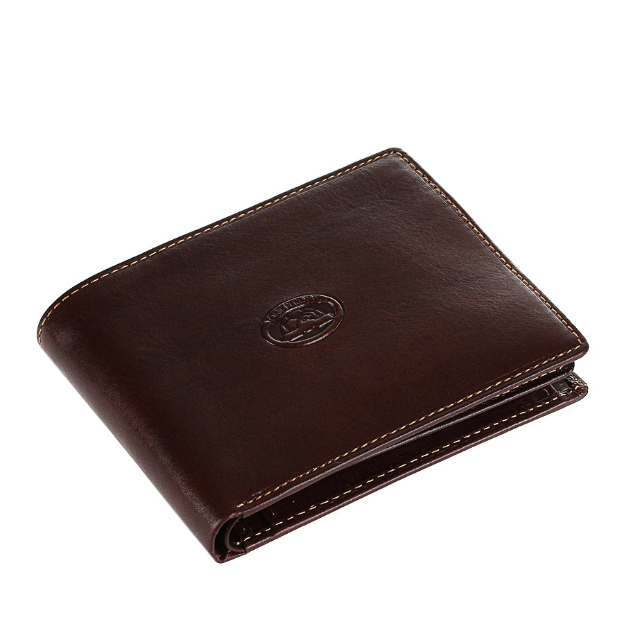 Dark brown leather bifold wallet card slots detail — Tony Perotti Italico 533