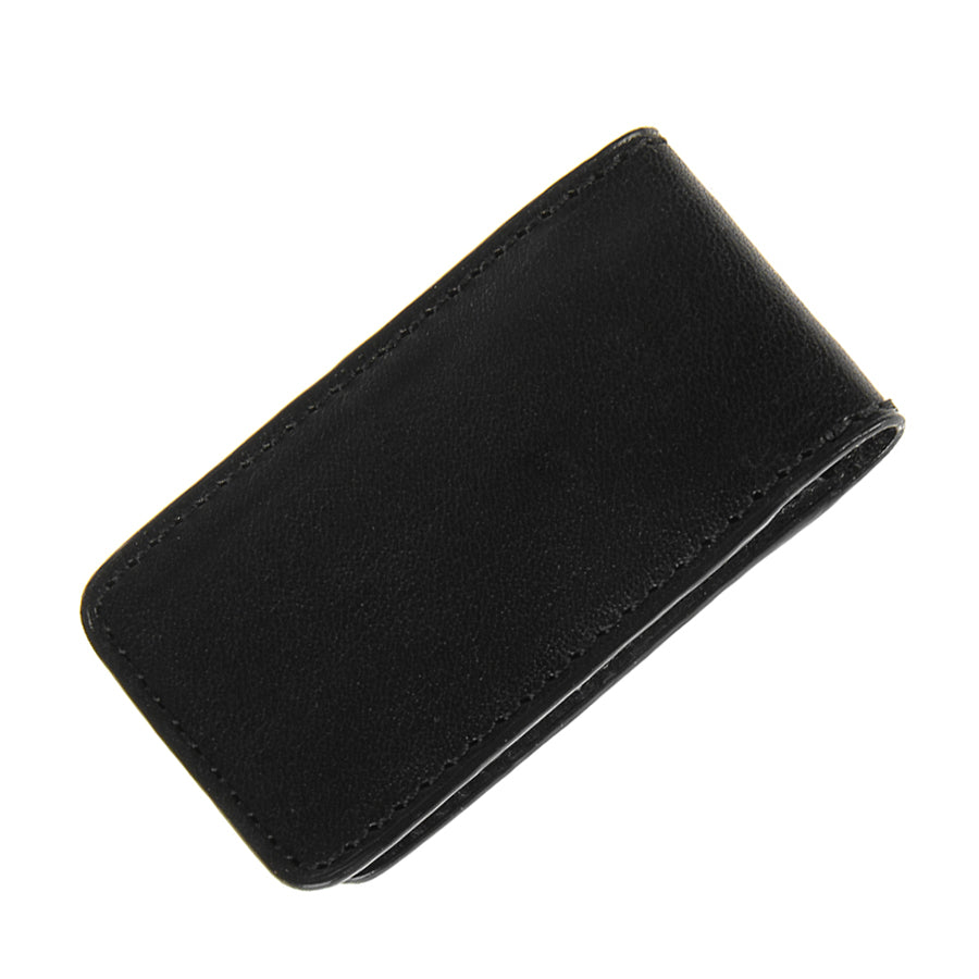 Black leather magnetic money clip back view — Tony Perotti Italico 1201