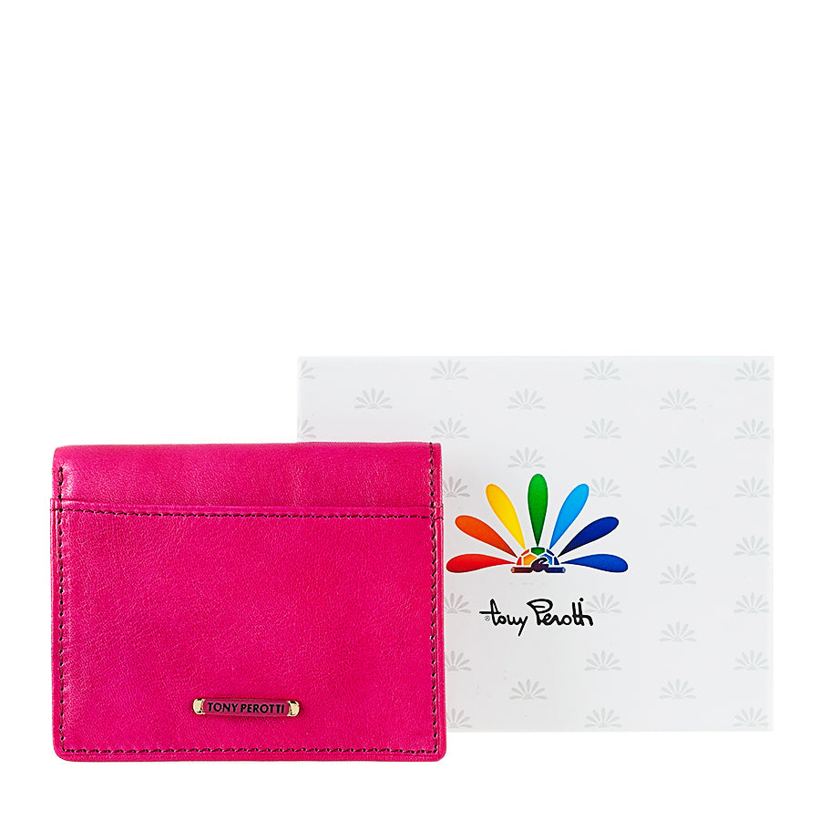 Tony Perotti Topkapi 1034 geranio — the card holder beside the branded Tony Perotti card that comes with it