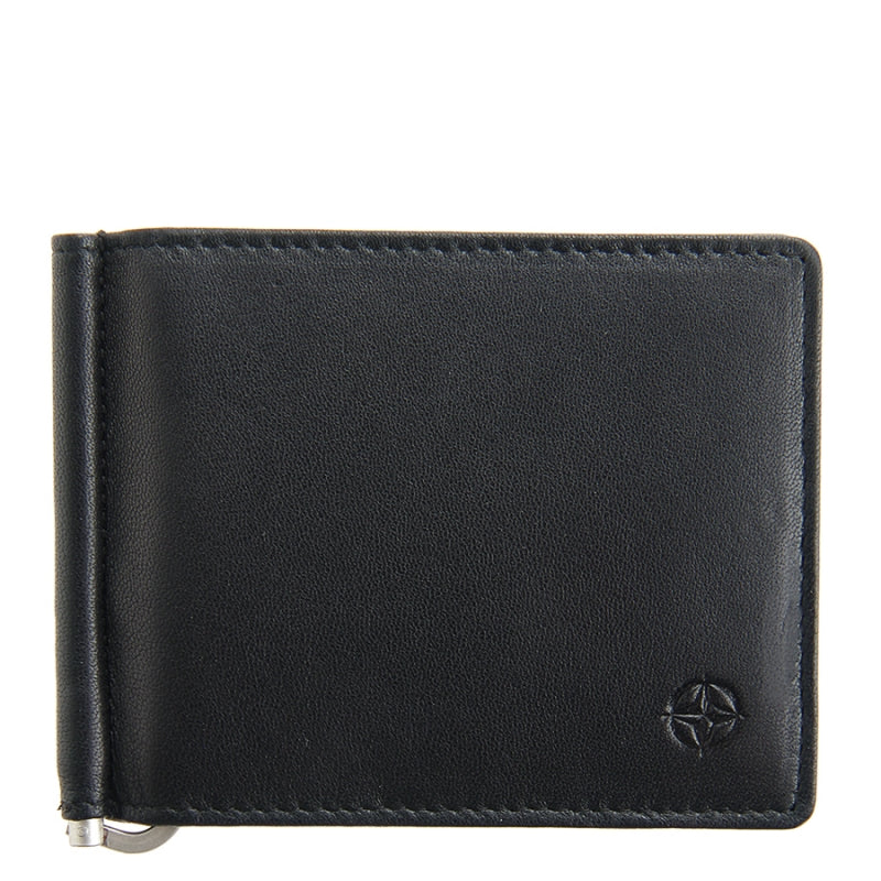 Tony Perotti black calf leather money clip wallet — Cortina 5000 nero