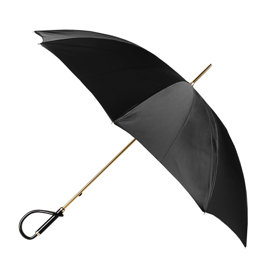 Paraplu wandelstok dames zwart met pauw print Pasotti 189-108/1