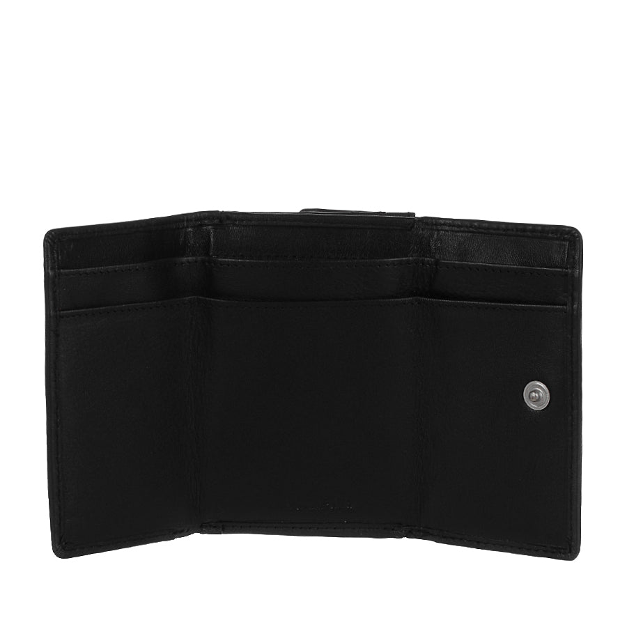 Tony Perotti Cortina 5056 nero opened flat — three compartments across the inside