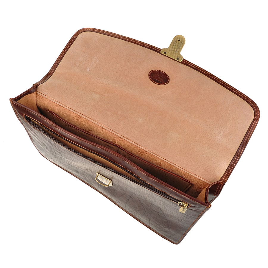 Briefcase men's leather brown Tony Perotti Italico 8091L moro
