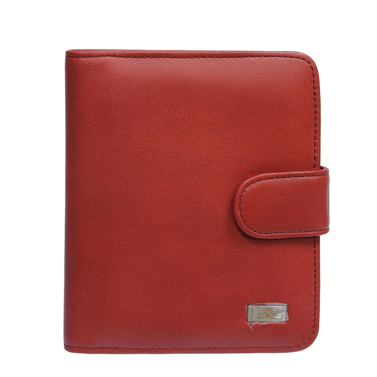 Tony Perotti Contatto 2612 rosso — the red leather business card holder closed, with the strap and the metal turtle plate