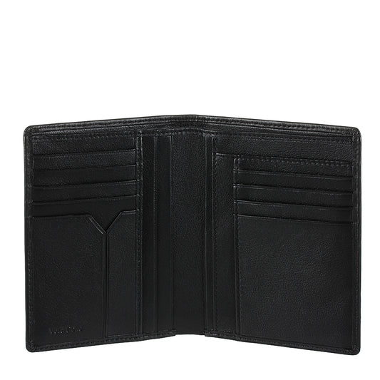 Open Tony Perotti Timone intrecciato 12050 nero wallet with card slots on both halves and vertical pockets