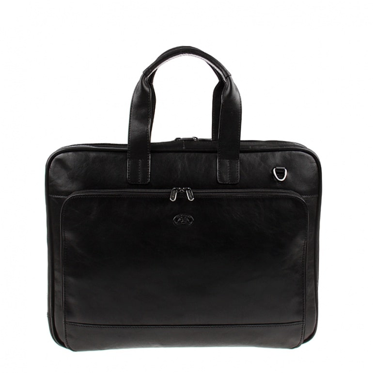 Briefcase leather black Tony Perotti Italico 9152 nero