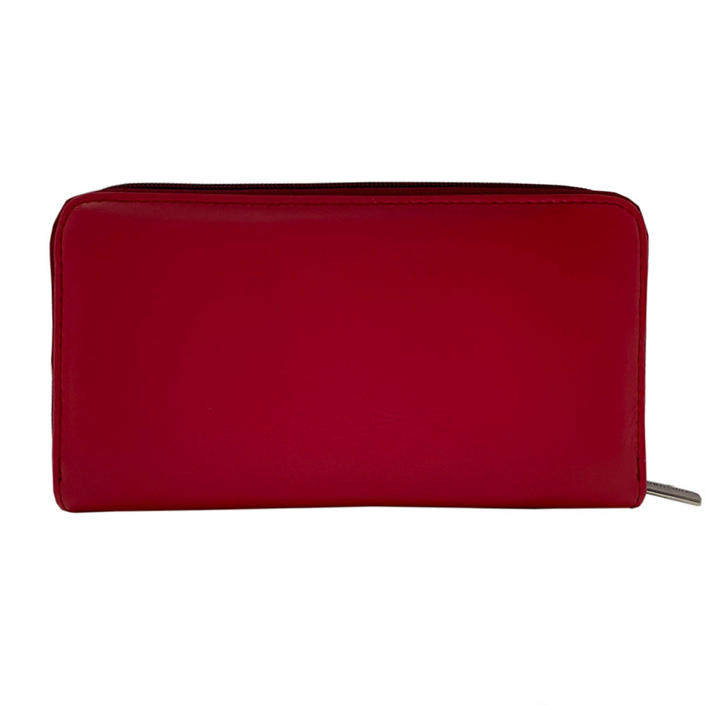 Back of the red Swarovski 3160 marlboro calf leather wallet