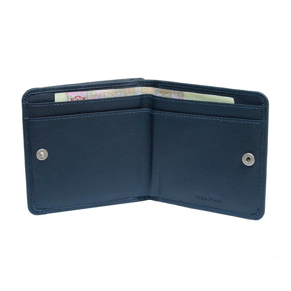 Tony Perotti Cortina 5064 navy opened flat with banknotes in the compartments