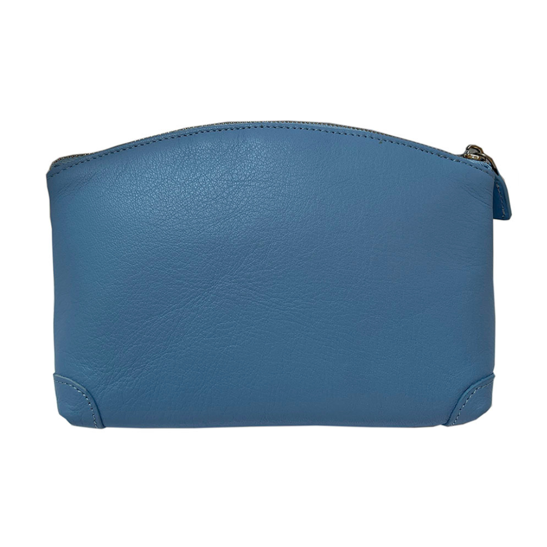 Tony Perotti Contatto 1779 baby light blue leather cosmetic bag — back view