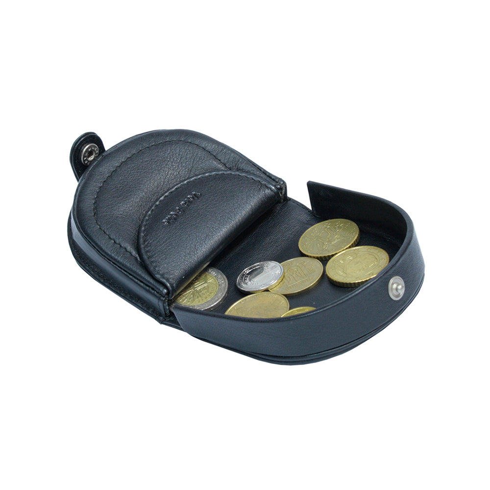 Tony Perotti Cortina 5070 nero opened — the body folded down into a tray with coins lying in a single layer