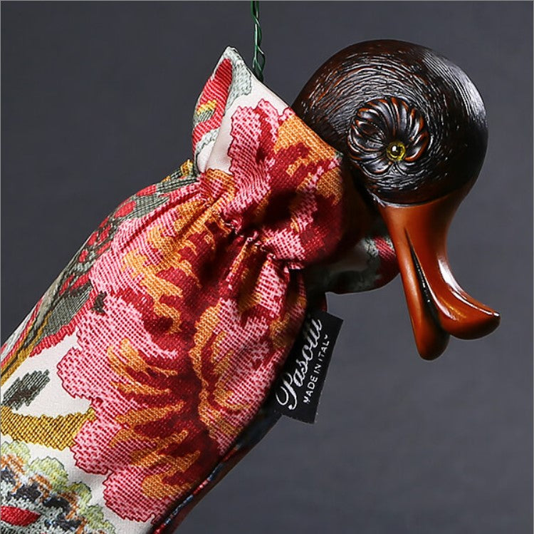 Unusual folding women's umbrella Pasotti with wooden handle in the form of a duck 257 58112-19 103