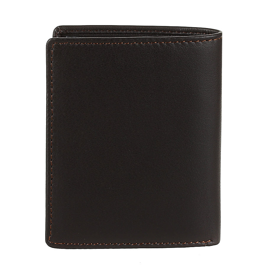 Back of the dark brown Tony Perotti Cortina 5088 moro card wallet — plain calf leather panel