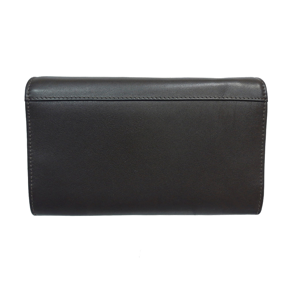 Back of the dark brown Cortina 5008 flap wallet in calf leather