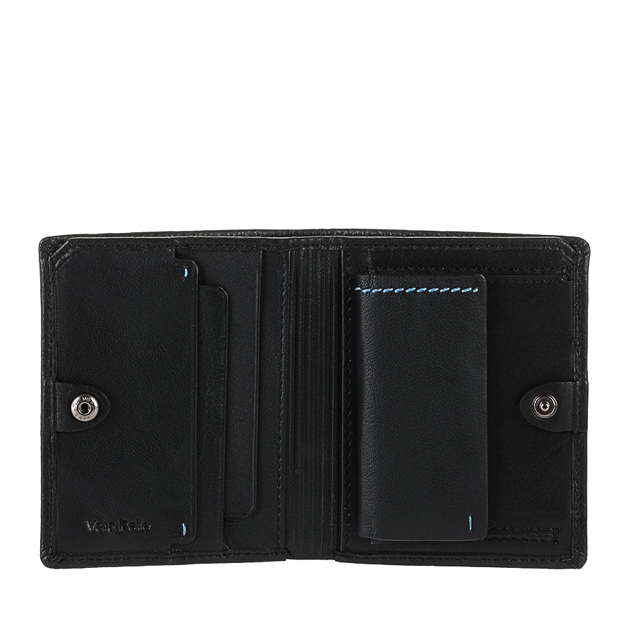 Open Tony Perotti Timone 11071 black wallet with card slots and coin pocket flap