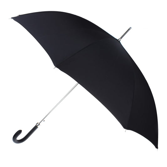 Classic men's black cane umbrella with leather handle Pasotti 478-OXFORD/11