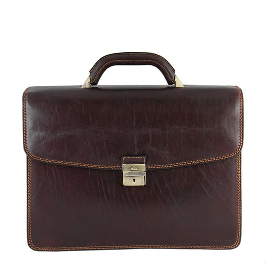 Briefcase leather brown Tony Perotti Italico 8008-40 moro