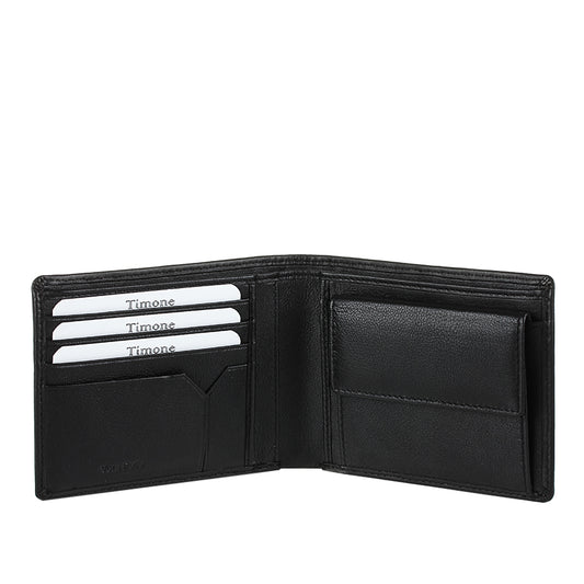 Open Tony Perotti Timone intrecciato 12013 nero wallet with card slots, Vera Pelle deboss and snap coin pocket