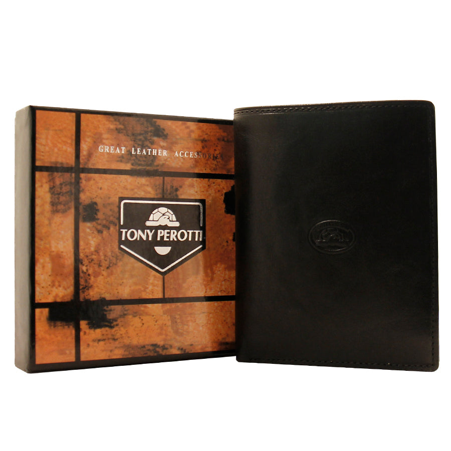 Black card wallet with zip coin pocket — Tony Perotti Italico 2310 nero