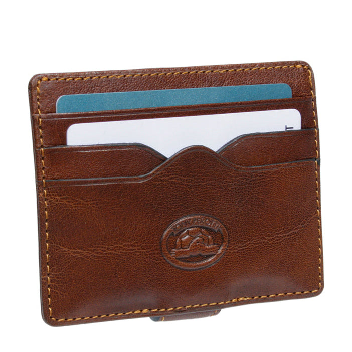 Cognac leather card holder front card slots — Tony Perotti Italico 2553 cognac